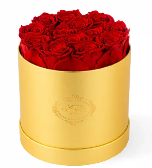 True Icon 13 Roses In Gold Box